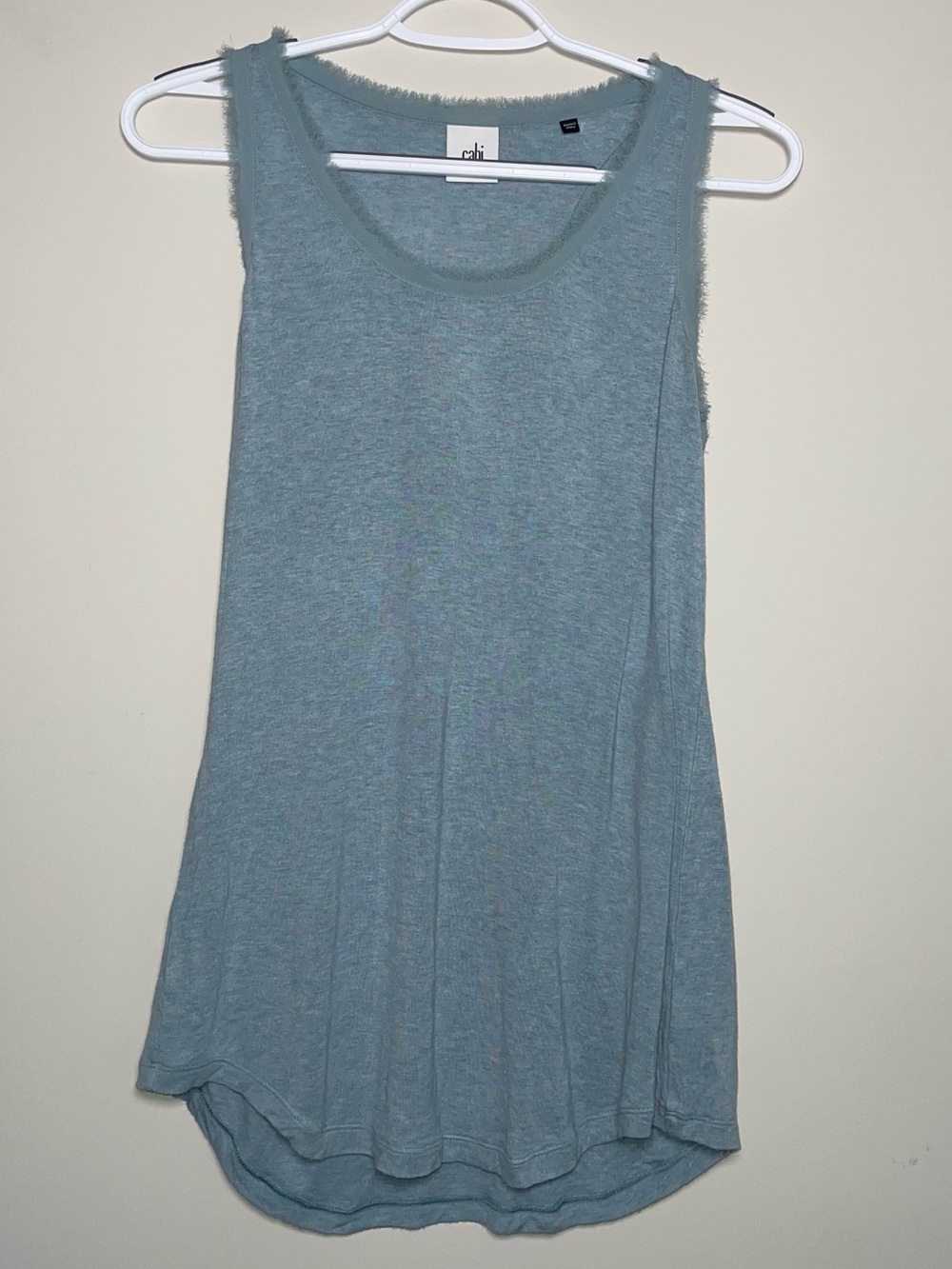 Cabi XS Blue Frayed Hem Racerback Lightweight Unique Work Wear Tank Top
